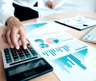 Financial planning documents and charts