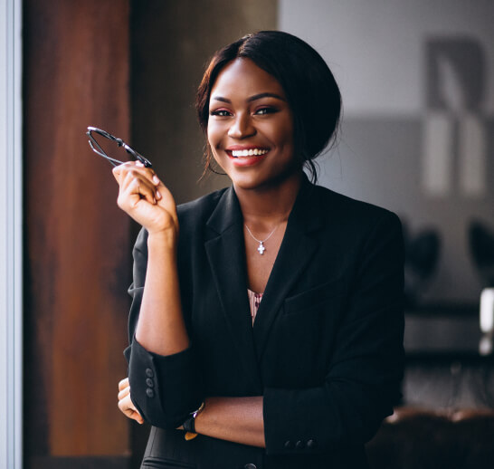 Confident finance advisor